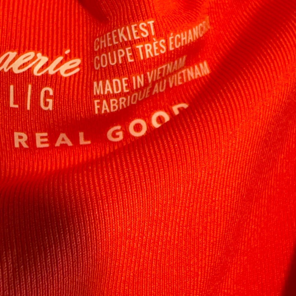 NWT Aerie bikini bottom size large Cheekiest bright spring coral color tie side - Picture 7 of 9